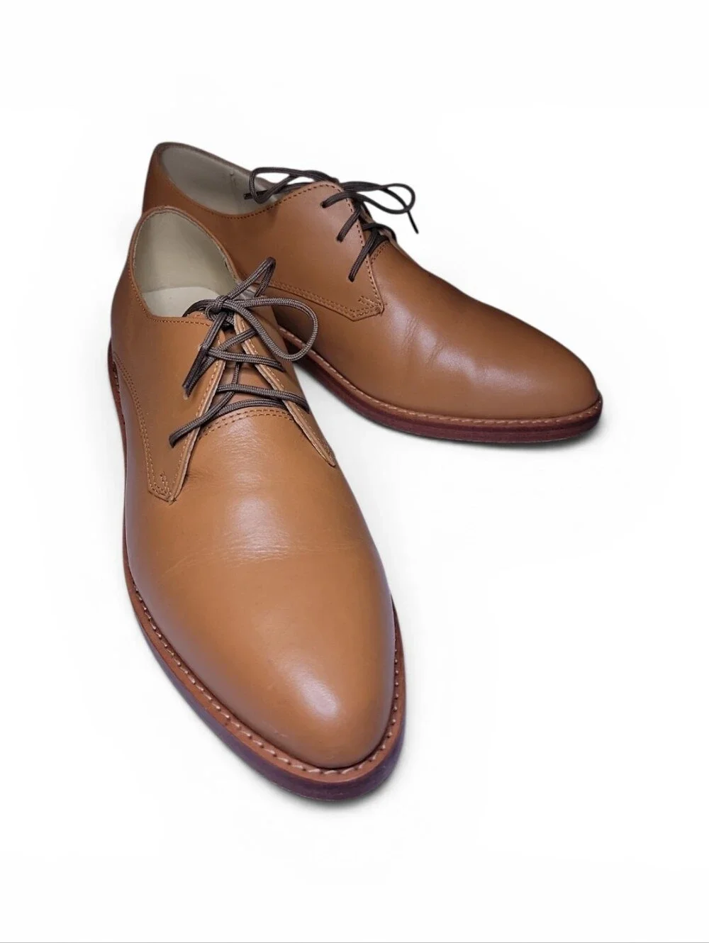 Nisolo Womens Plain Toe Leather Lace Up Oxfords